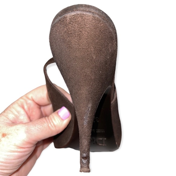 MISSDIOR Slingback 9 Marron Moyen Pumps Brown Suede Pointed Toe Size 36.5 - Picture 5 of 11